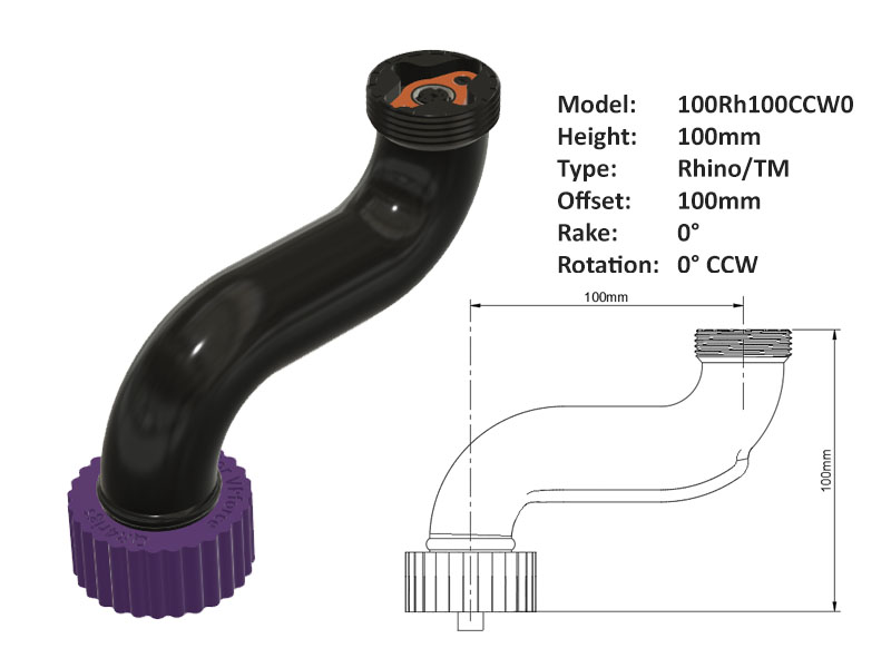 Joystick Extension for Rhino 100 x 100 CCW 0° rotation - Click Image to Close