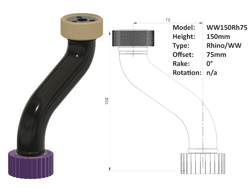 Joystick Extension for Rhino 150x75 Winwing Grip - Click Image to Close