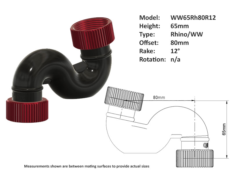 Custom Joystick Extension for Rhino 65x80 12° Rake Winwing Grip