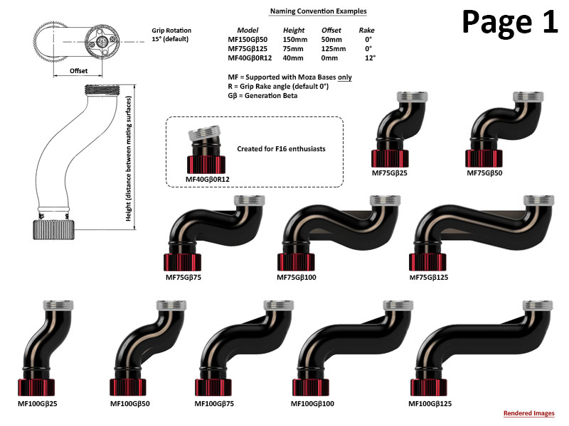 Joystick Extension: Moza AB6/9 Base to Moza Grips Only